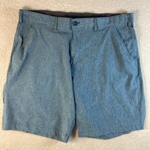 Mountain and Isles Mens Blue Heathered Hybrid Outdoor Shorts Size 36 Quick Dry